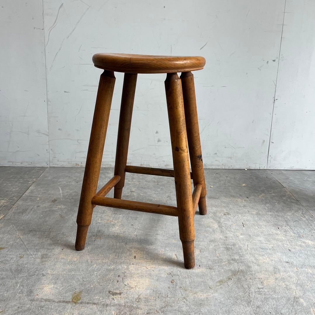 アンティーク スツール 椅子 無垢材 シャビー z664