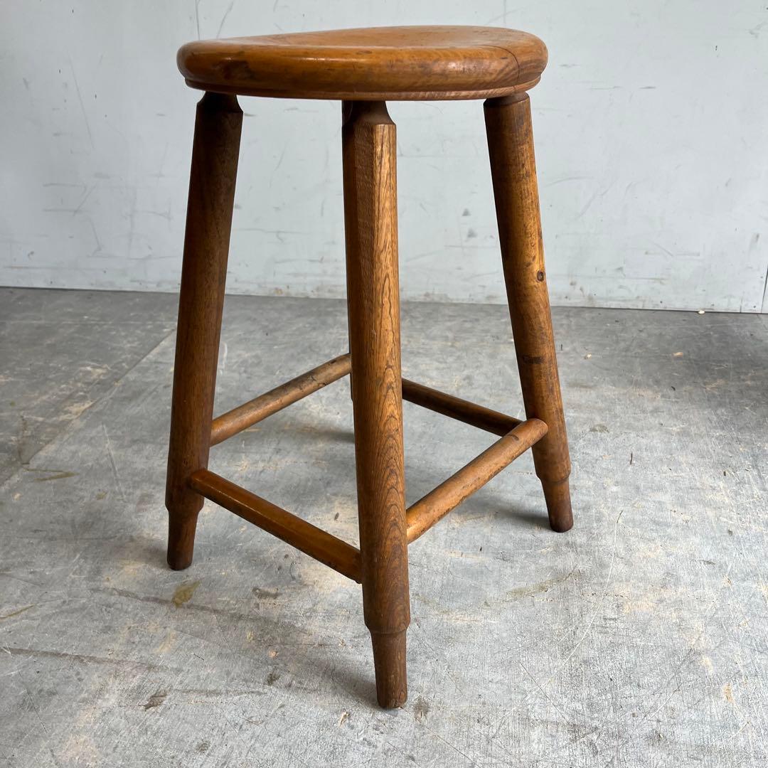 アンティーク スツール 椅子 無垢材 シャビー z664