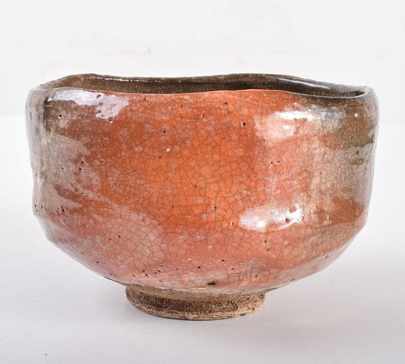 茶道具 楽吉左衛門 赤楽茶碗 共箱 D R4165