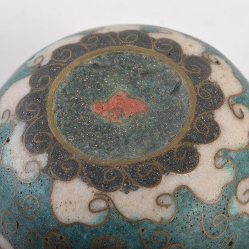 中国　唐物　古七宝内銀張　花文　盃　時代箱付　V　6485