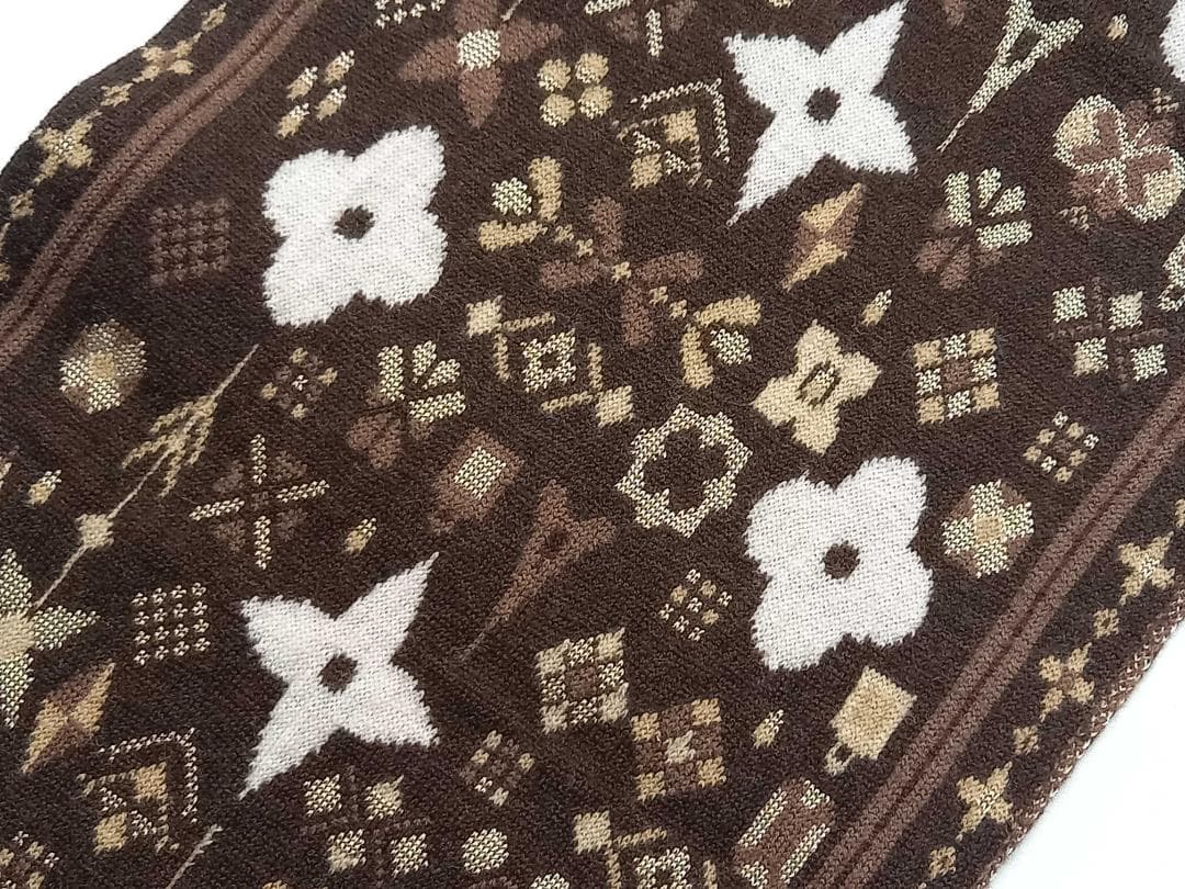 LOUIS VUITTONイタリア製総柄マフラー ウール×ビスコース410477