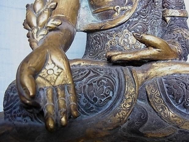 U1401】古い仏像 高42㎝ お釈迦様 細密造 アンティーク