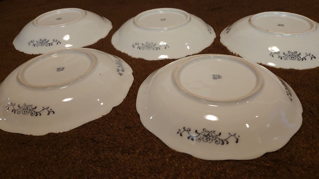 古伊万里　伊万里　染付　輪華皿　６寸皿　蔵出し　５客