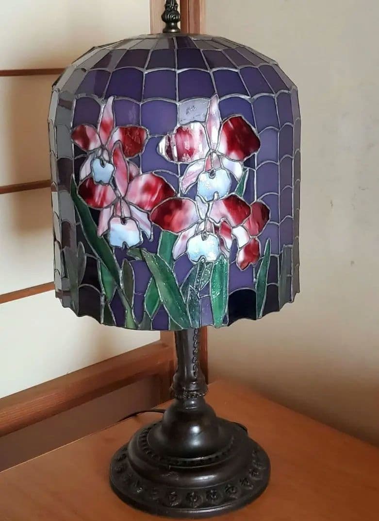 美色＊】ステンドグラスランプ カトレア 蘭 大きめ 照明器具 インテリア