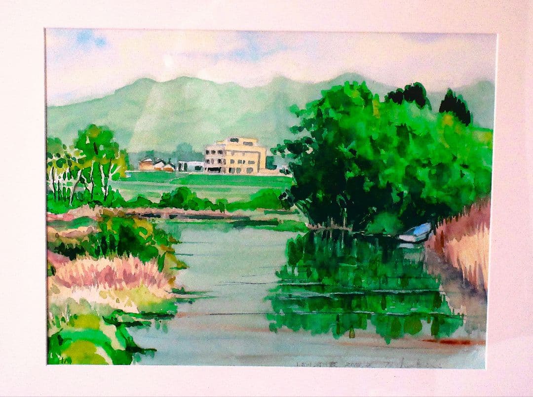 水彩画 風景画 フレーム付き F６号サイズ 原画