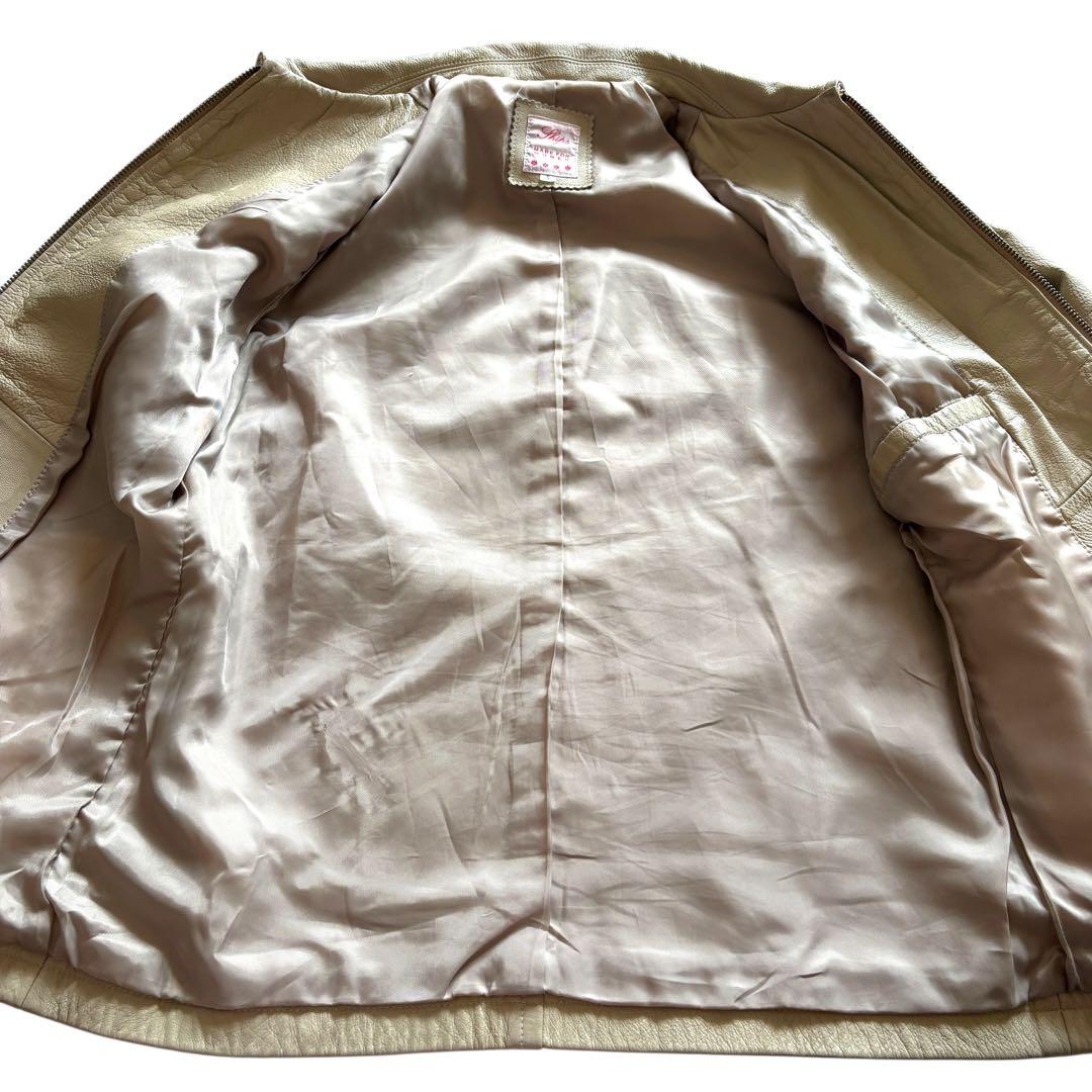 SHIPS シングルライダースジャケット S キャメル 革ジャン メンズ 40代