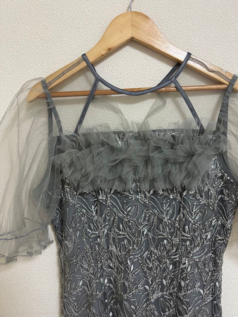 【LEJA】チュールフラワースパンコールIラインワンピース