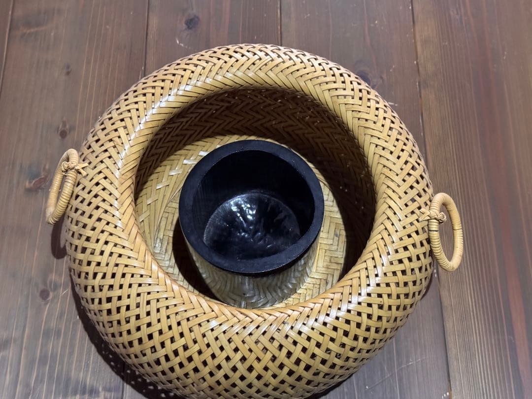 華道 花入 籠 穂英斉 竹製 籠はしっかりしており、他の用途にも使え