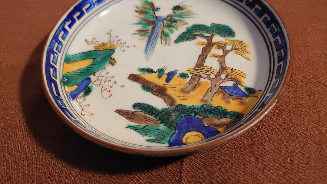 古九谷　九谷焼　吉田屋　松山窯　青九谷　青手　豆皿　１客