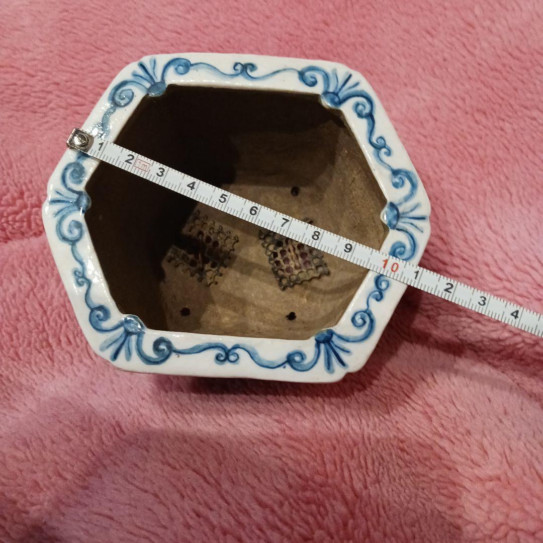 盆栽鉢 泥鉢 ヴィンテージ1点物 六角鉢 土目しっとり手触り抜群 重量