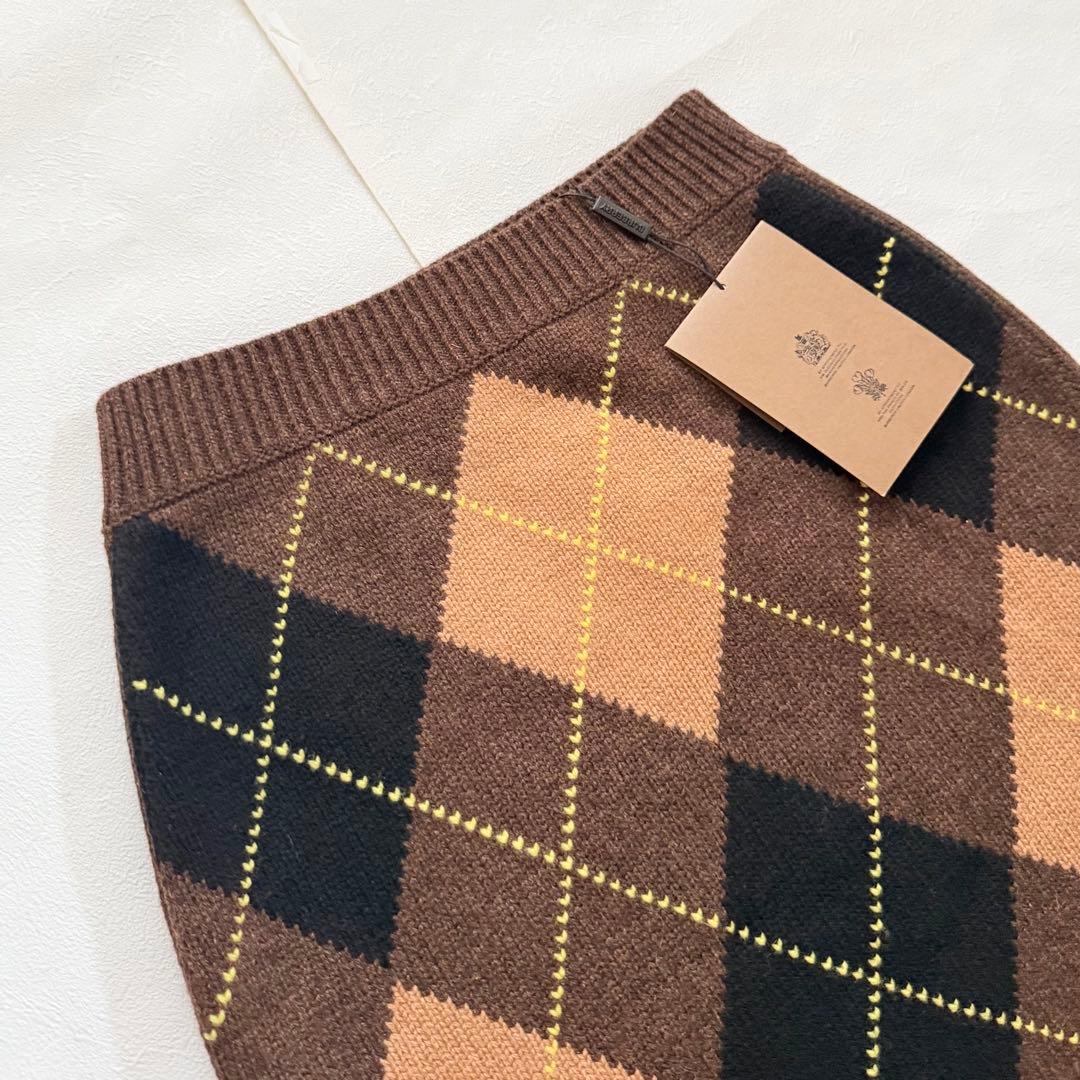新品　バーバリー　現行タグ　ニット　ペンシルスカート　アーガイル　カシミヤ混