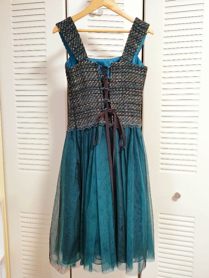 AIMER グリッターチュールフロントギャザー袖付きレースアップ