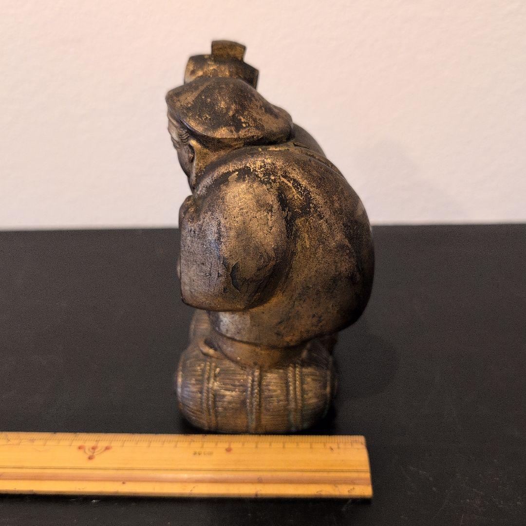 珍品　戦前　日本生命販促用・記念品　貯金箱　大黒天　金属製