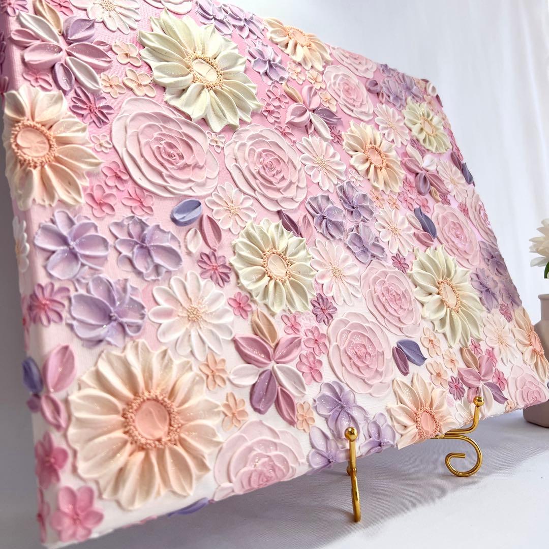 テクスチャーアート 絵画 インテリアアート 立体 花 絵 ボタニカル