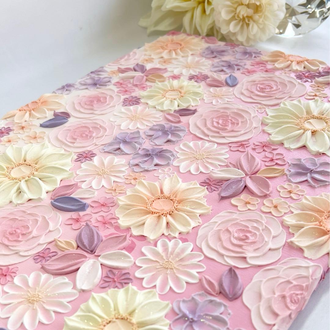 テクスチャーアート 絵画 インテリアアート 立体 花 絵 ボタニカル