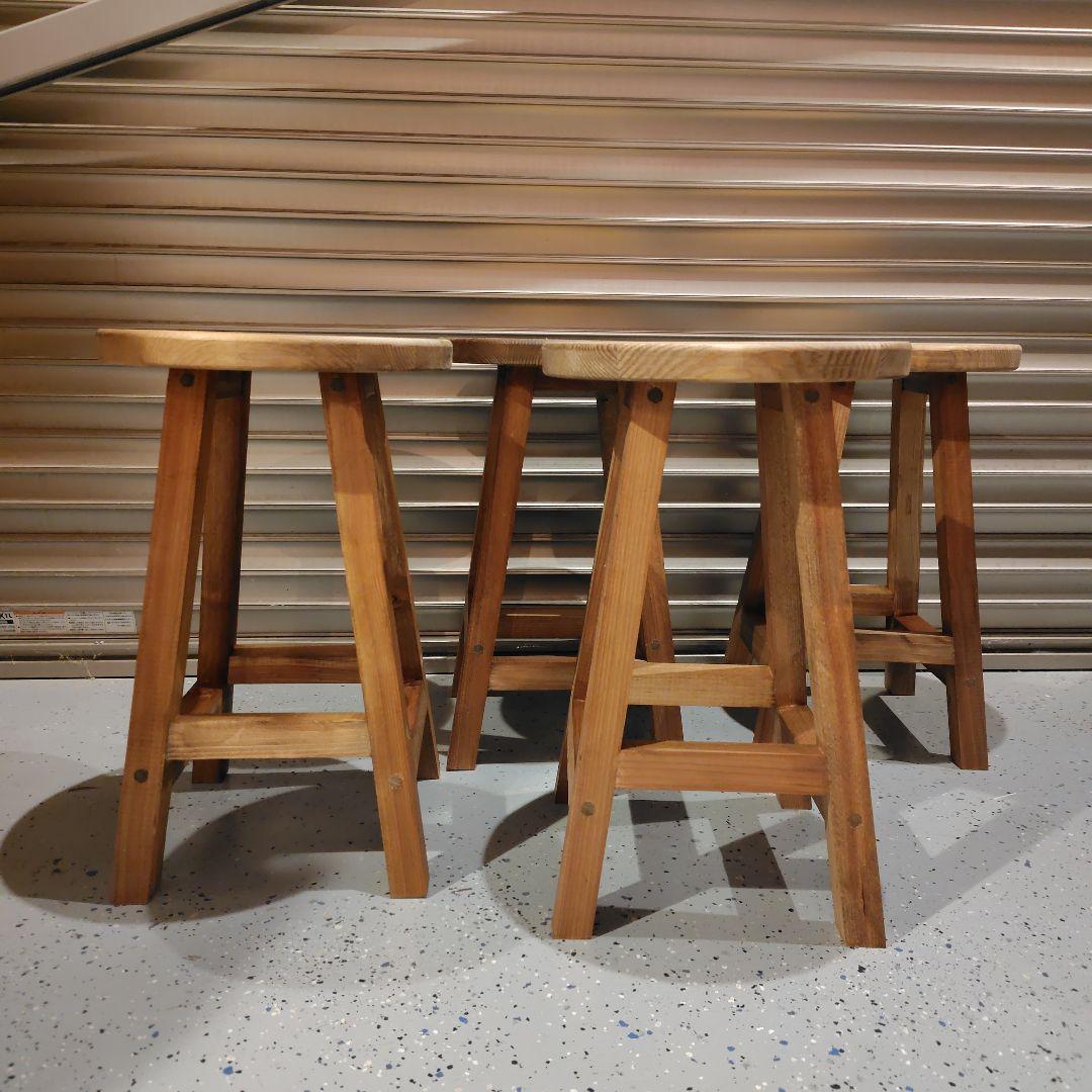 木製 丸イス スツール ハンドメイド 座面高44cm 4脚