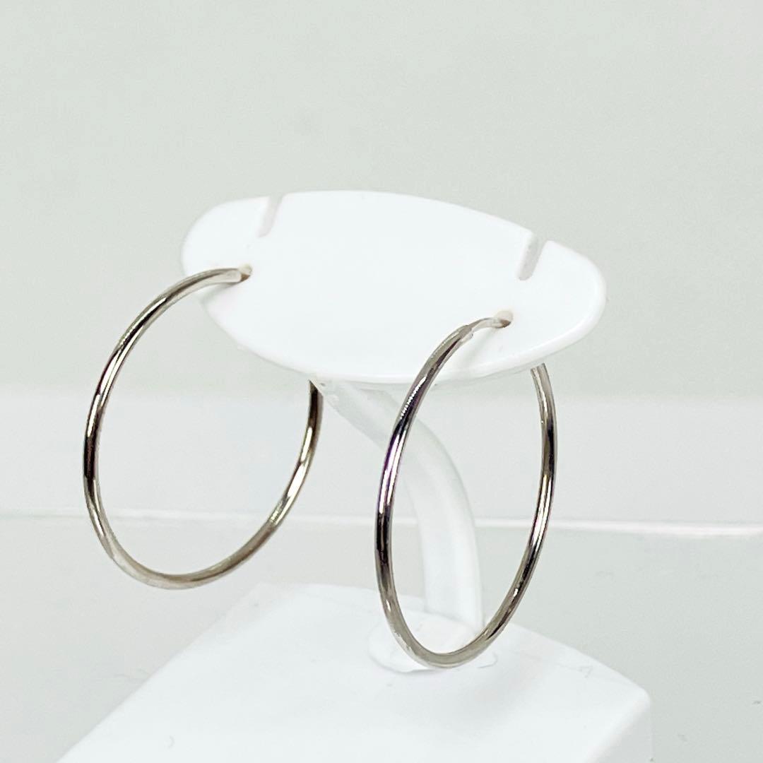 K10(WG) 地金 フープ ピアス 直径20mm - メルカリ