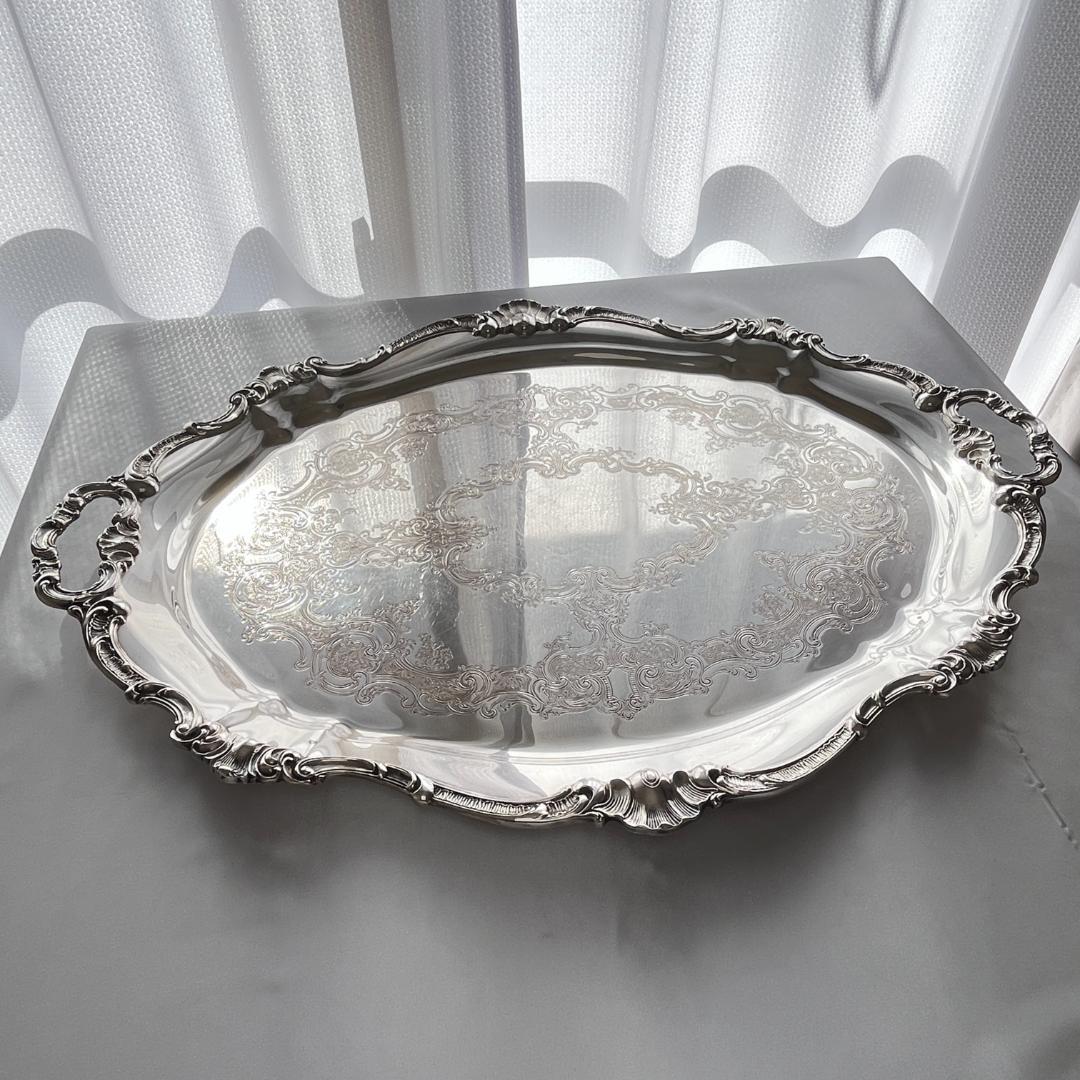 【Gorham】ギャラリートレー【シルバープレート】67cm 特大型