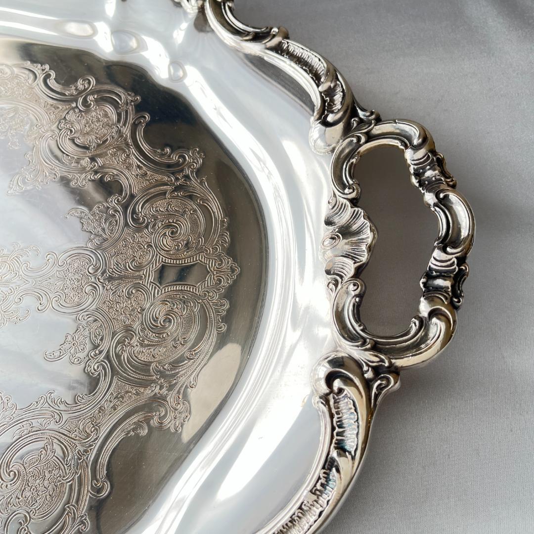 【Gorham】ギャラリートレー【シルバープレート】67cm 特大型