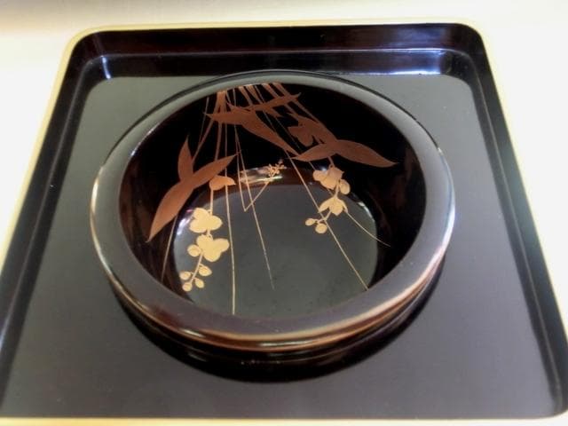 盃洗■定紋付黒杯洗 黒釜老檜盃洗司花田 江戸期 木箱 酒器 漆器 時代物 骨董■