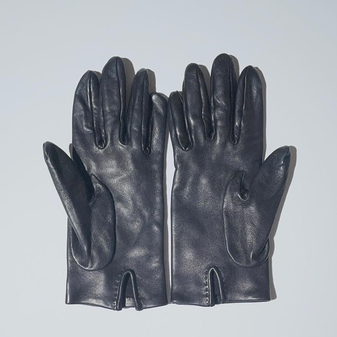 186005 HERMES エルメス 手袋 ブラック 7サイズ レザー レディース