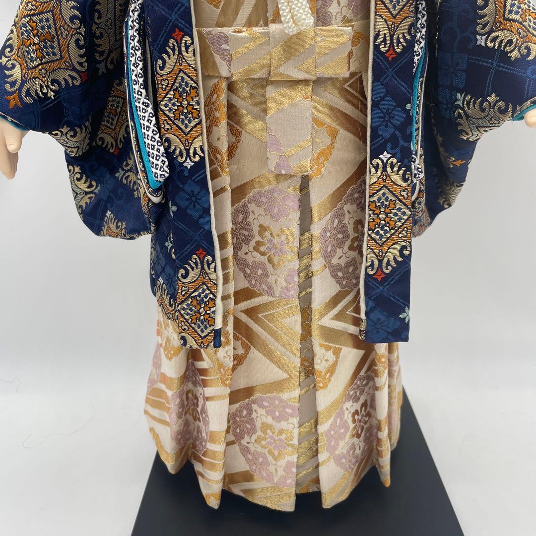現品限り】 市松人形 15号 上製 男 金襴 紺 日本人形