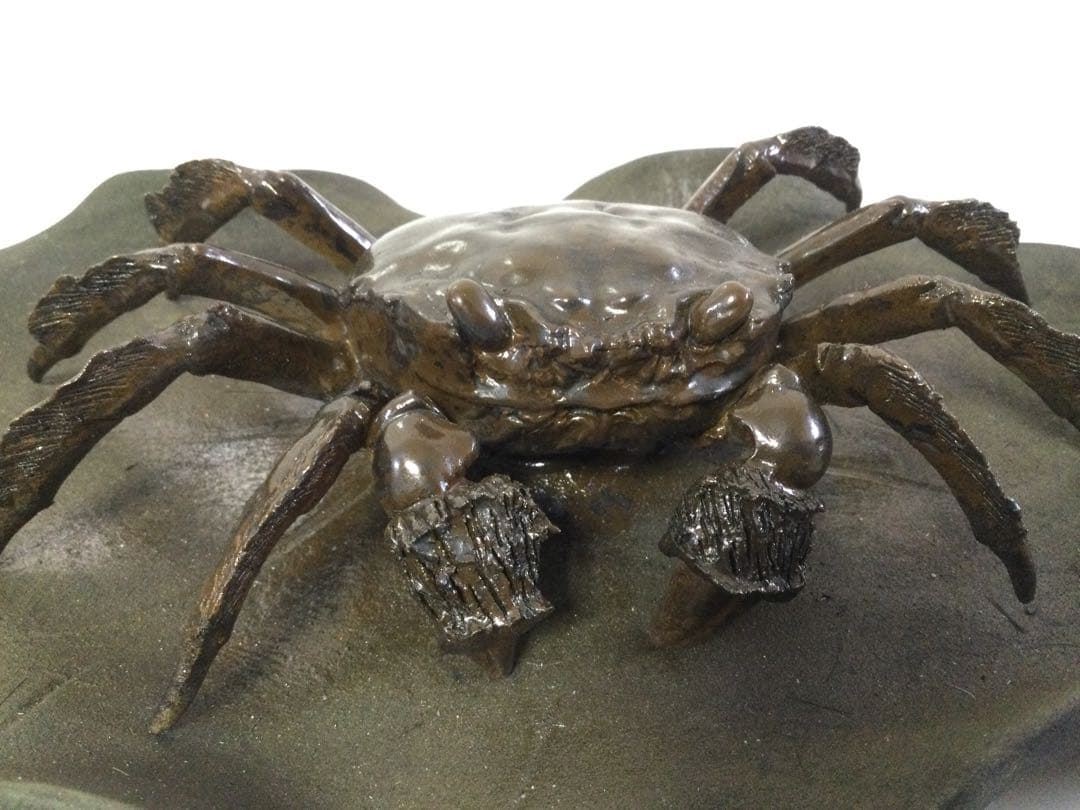 陶器置物 蟹置物 銘無し 焼物 M 検)水月焼 楽山焼 二六