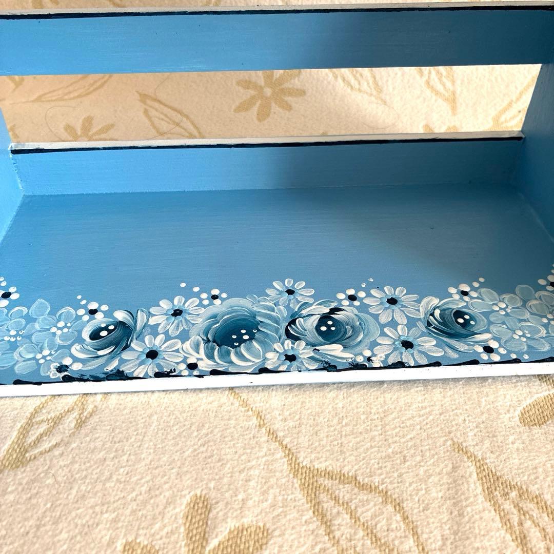 トールペイント 木製3段傾斜シェルフ、キャニスターラック