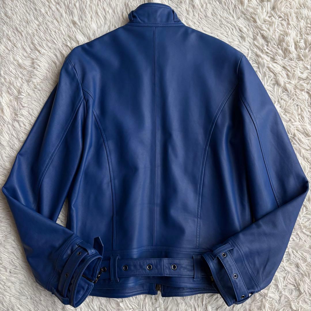 美品) SCHAFFEN シングル ライダースジャケット ラムレザー ベルト