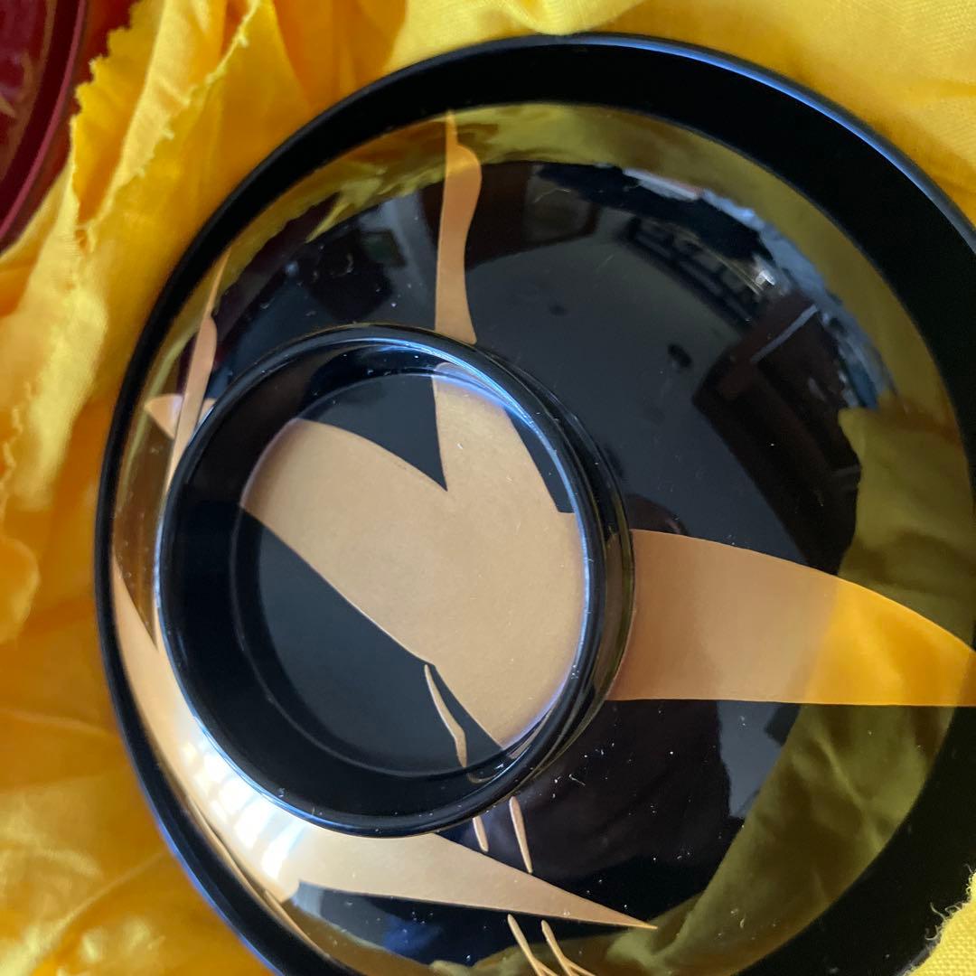 未使用　輪島塗　高州堂　蓋付　夫婦椀　鶴