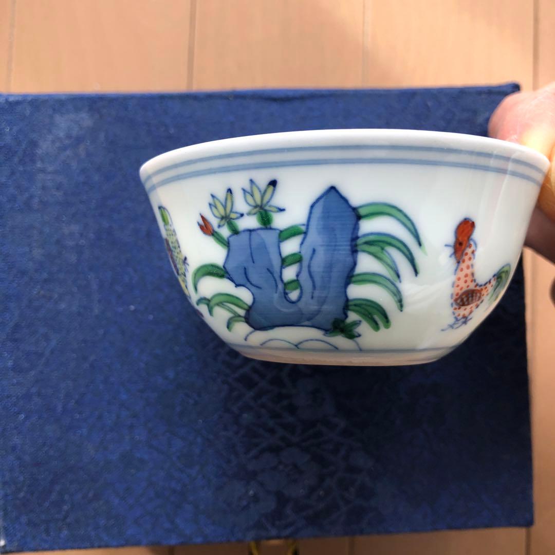 景徳鎮 明成化闘彩鶏缸杯 希少 景徳鎮 中国骨董 官