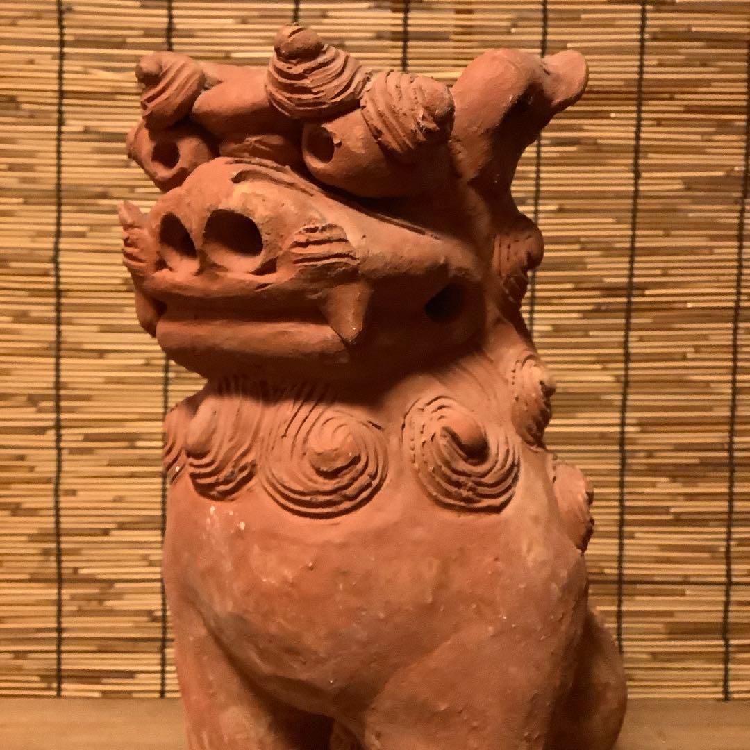 沖縄・名工「新垣榮用・壺屋焼シーサー」狛犬・榮用窯・荒焼・手ひねり・