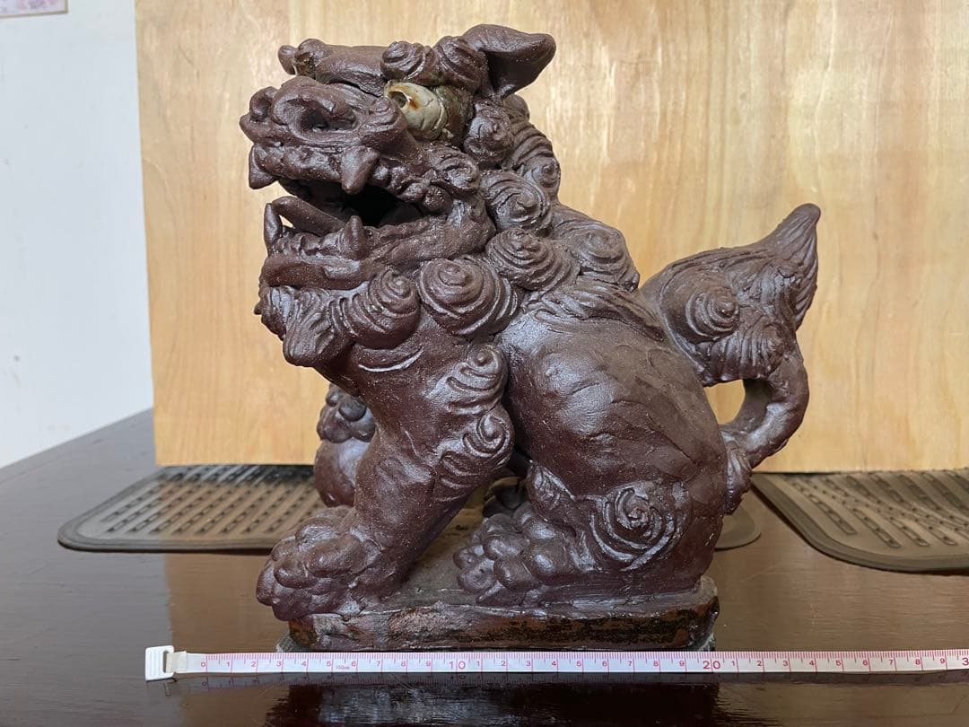 希少島常賀台付シーサー白土ペア阿吽壺屋焼名工沖縄