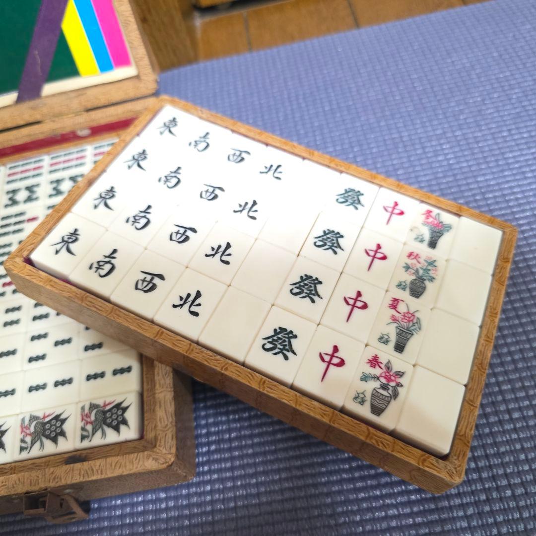 【203】麻雀　麻雀パイ 竹背 骨牌 アンティーク 骨董マージャン　麻雀牌