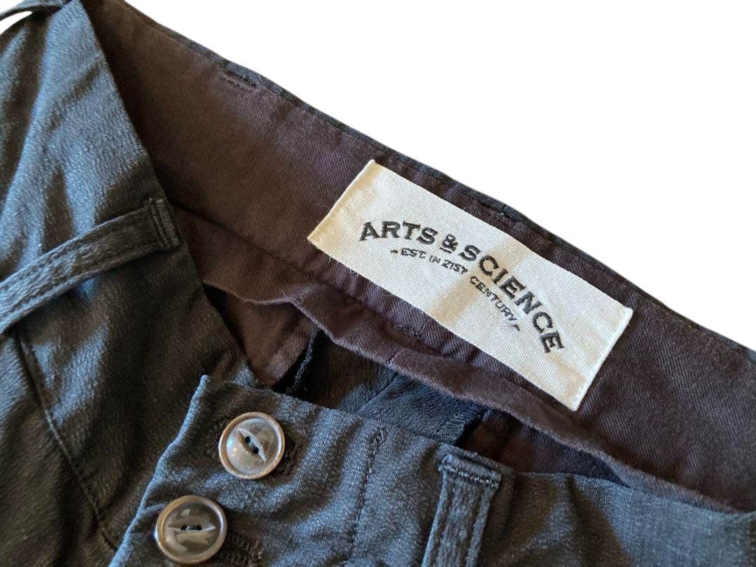 ARTS&SCIENCE ブラック インディゴリネン ジョッパーズパンツ