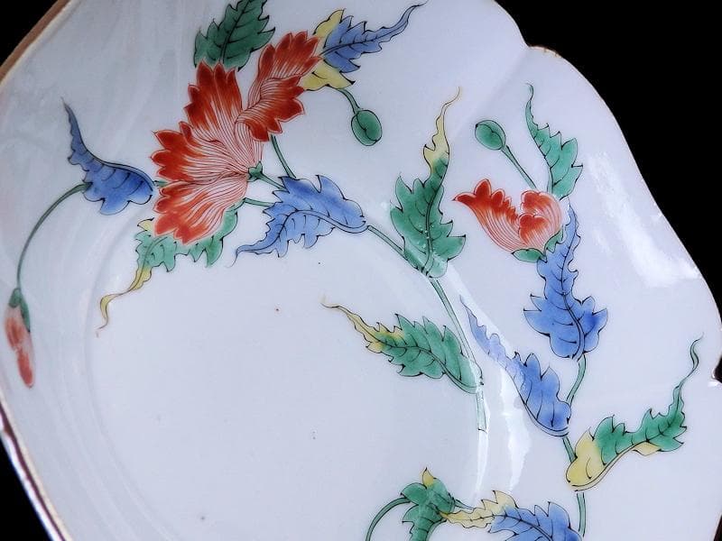 大聖寺伊万里 色絵 芙蓉の図 膾皿 F041AS-CQv