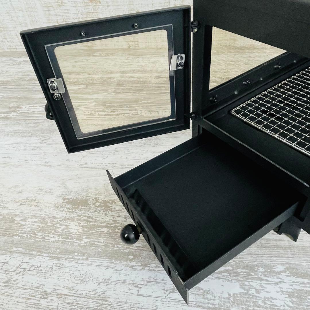 【極美品】FUTURE FOX 薪ストーブ　3面ガラス折りたたみ式　煙突ガード付