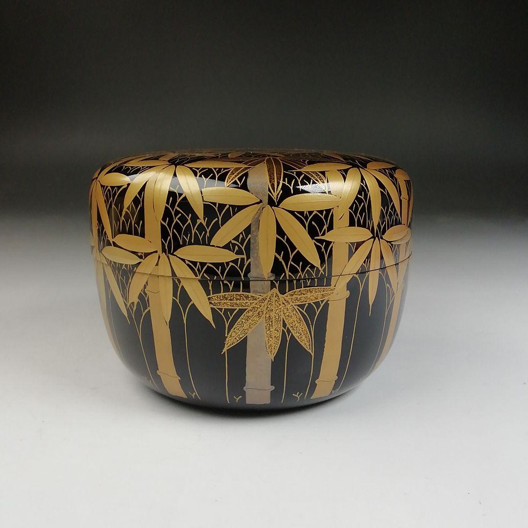 T835 棗 『竹林蒔絵』『平棗』『雲斎 作』 共箱 茶道具