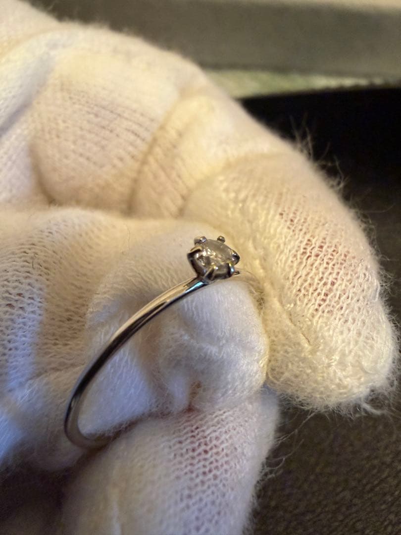 ダイヤモンドリング　0.1ct K10WG ホワイトゴールド　11号