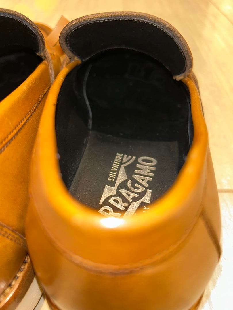 FERRAGAMO フェラガモ ブラウンレザー フリンジローファー UK7 2E