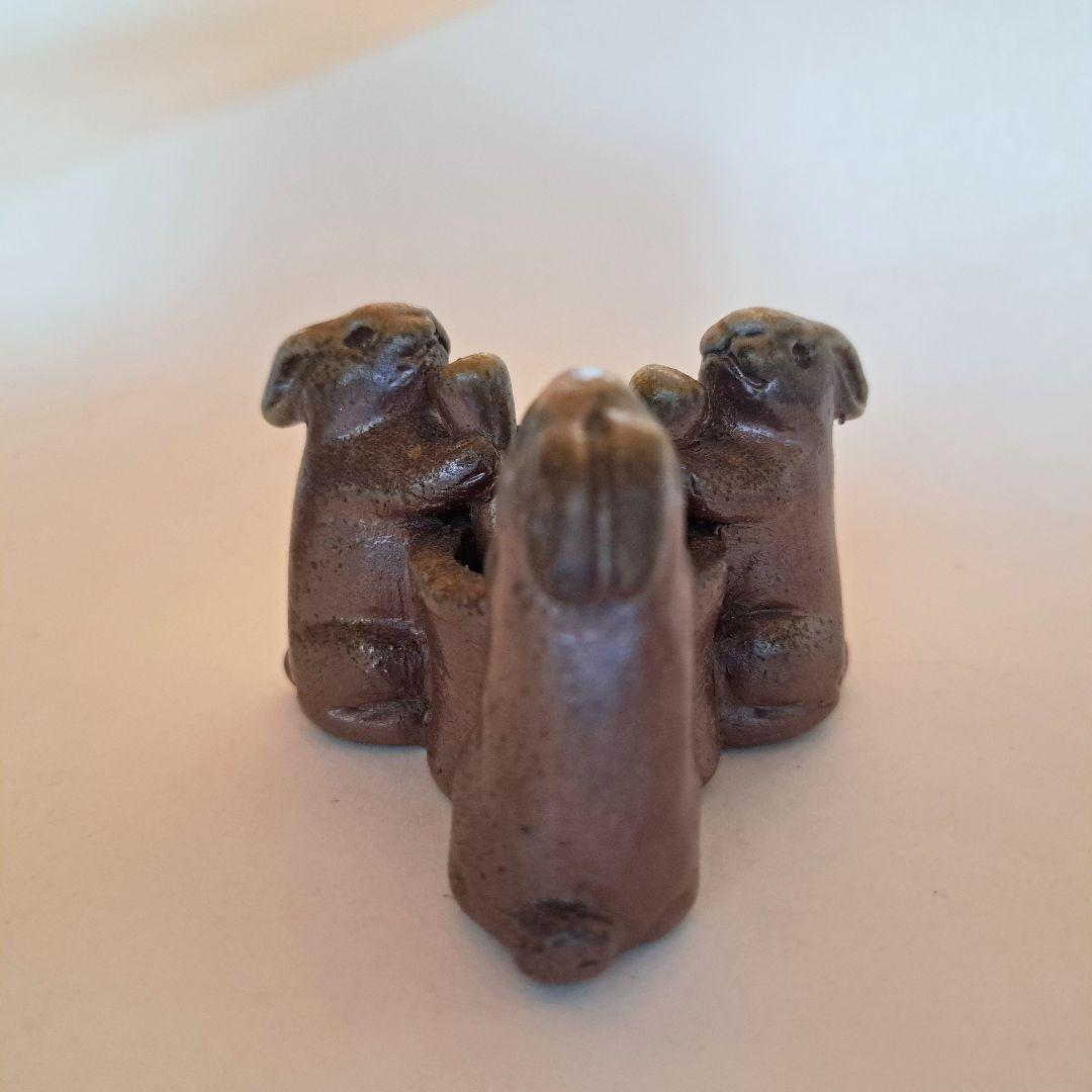 備前焼 蓋置 茶道具 陶器 兎 餅つき 美品 おすすめ品 鷹取閑山作品の