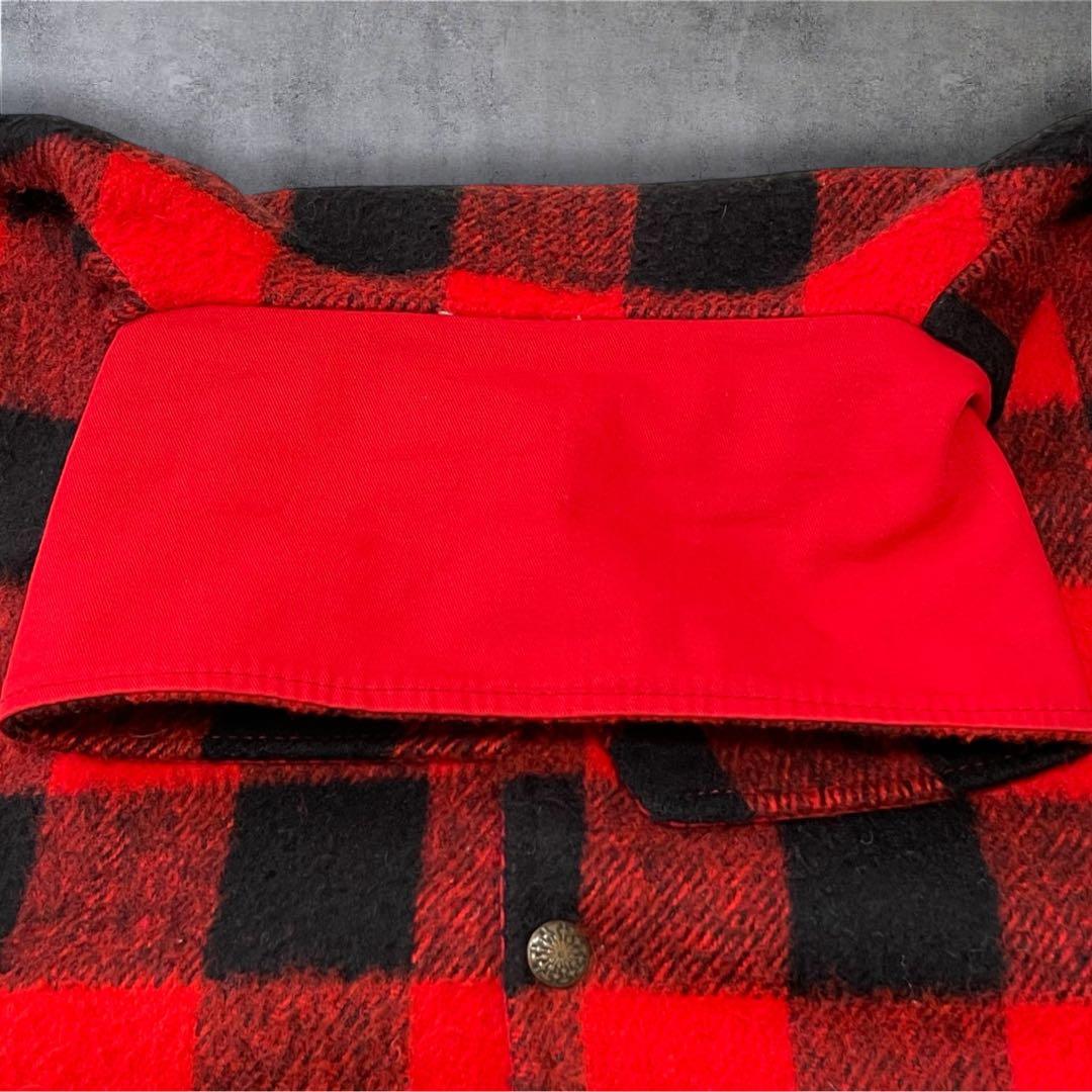 vintage バッファローチェック柄　厚手ウールジャケット赤／黒　裏地ギミック