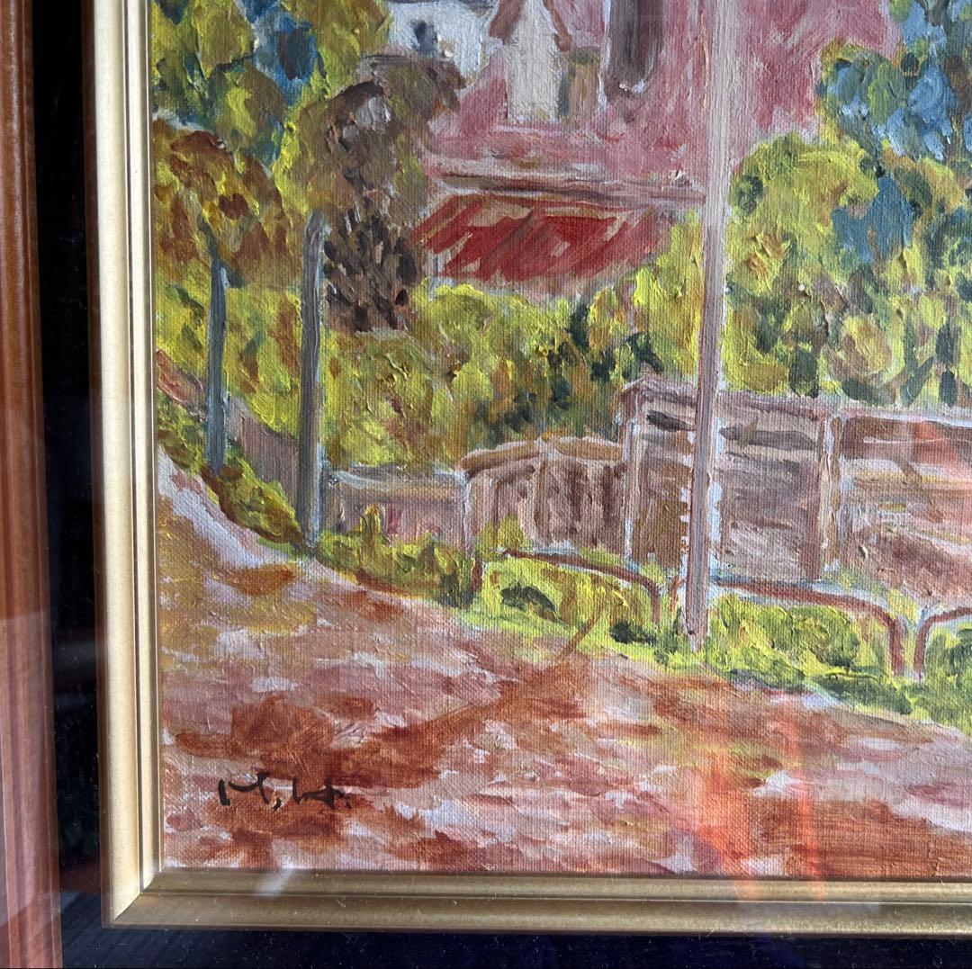 大幅値下げ断行！ １月末迄 橋本画伯 油彩画 教会と自然の風景