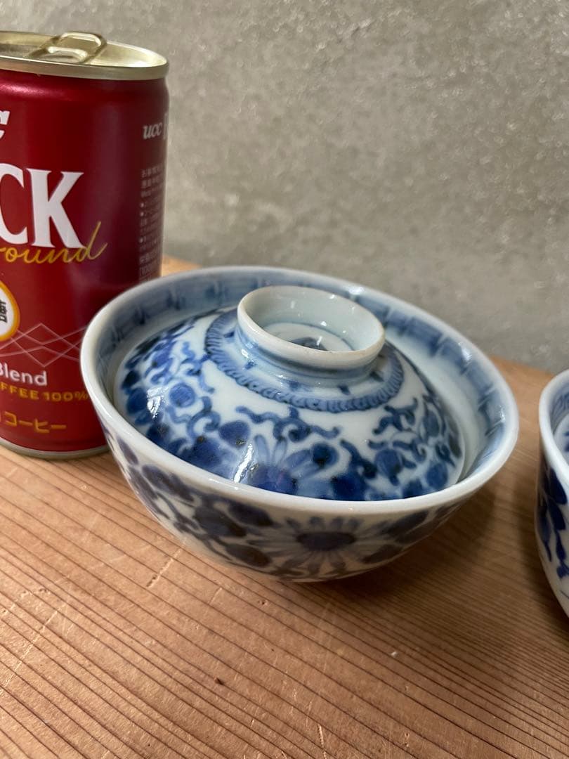 茶碗3客セット【m735 骨董或化年製 染付 磁器 古美術 レア成化年製】