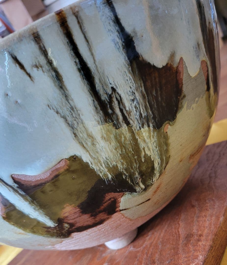 美品 陶器風炉☆電熱器、楡材敷板、特注品金属底板のセット