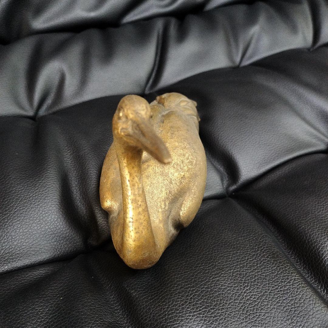 永田 永寿 鶴 ブロンズ像 銅器 アンティーク 骨董