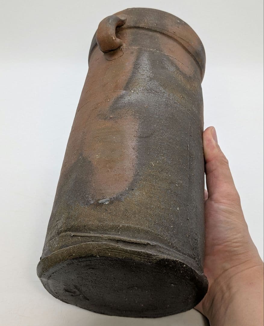 中村眞 備前焼 耳付花入 共箱共布 花瓶 花器 フラワーベース 中村真