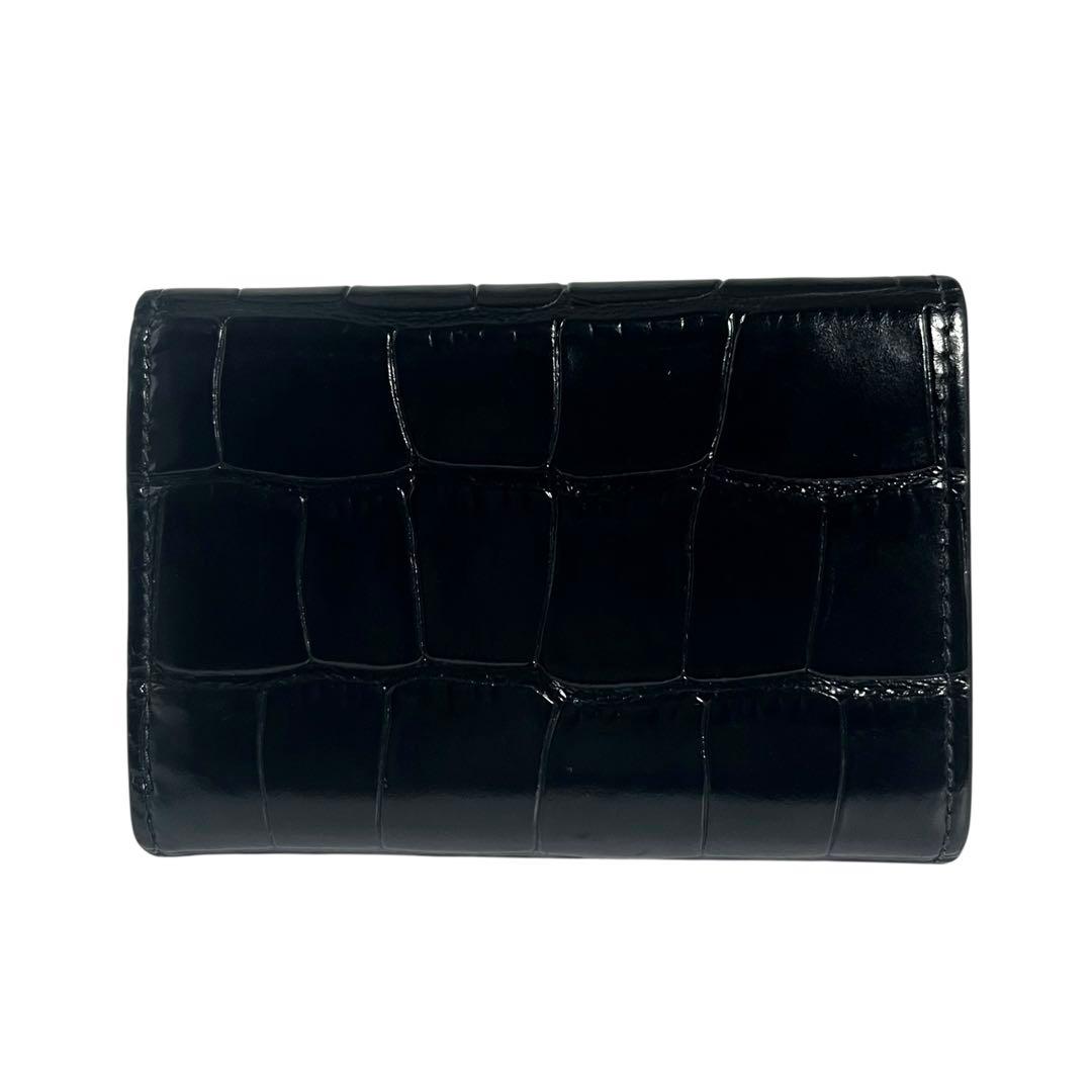 希少✨バレンシアガ ペーパーミニウォレット 三つ折り クロコ型押し