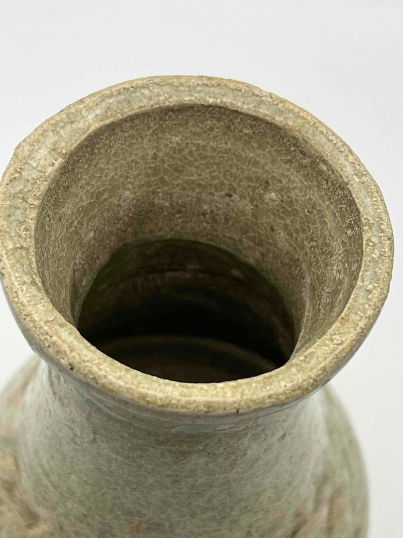 宋時代 青磁 湖田窯 刻牡丹蓮花文瓶 壺 尊 水注 影青