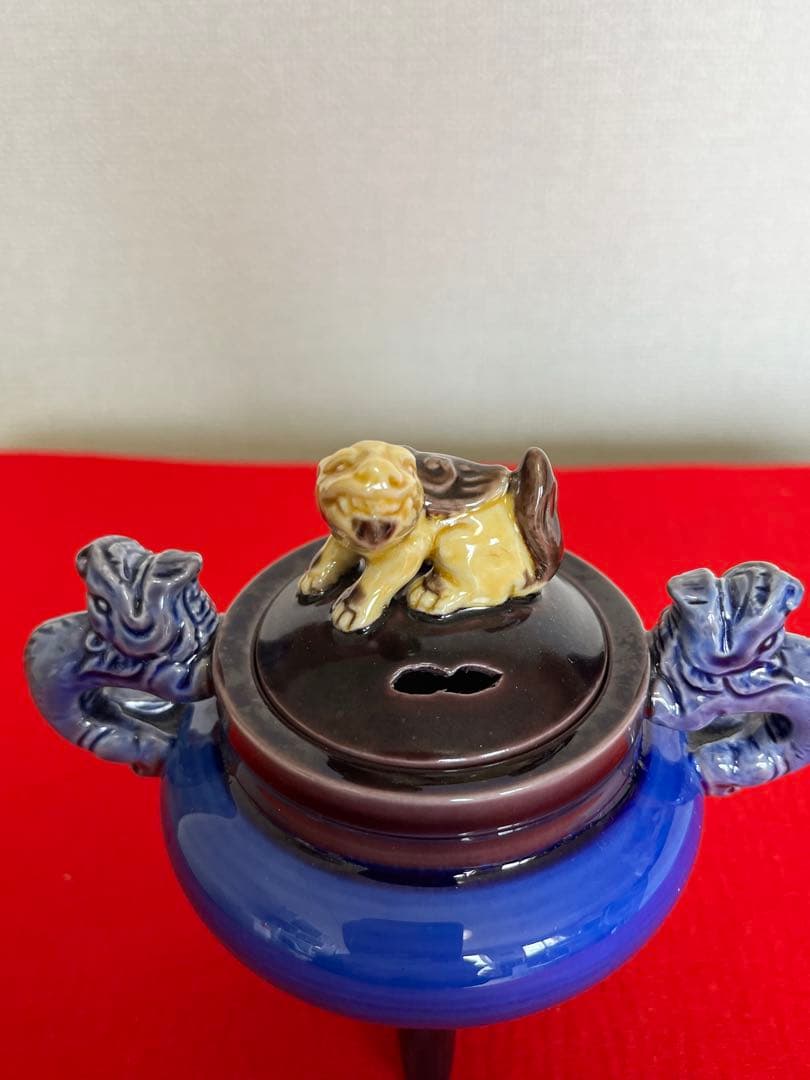 【特価】人間国宝 三代 徳田八十吉(正彦銘) 獅子摘 龍耳 香炉 T264